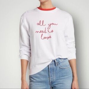 French Connection” All You Need Is Love” embroidered in Red White Sweatshirt